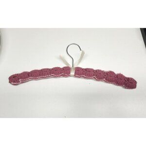 Crochet Covered Wooden Clothes Hanger Pink Vintage